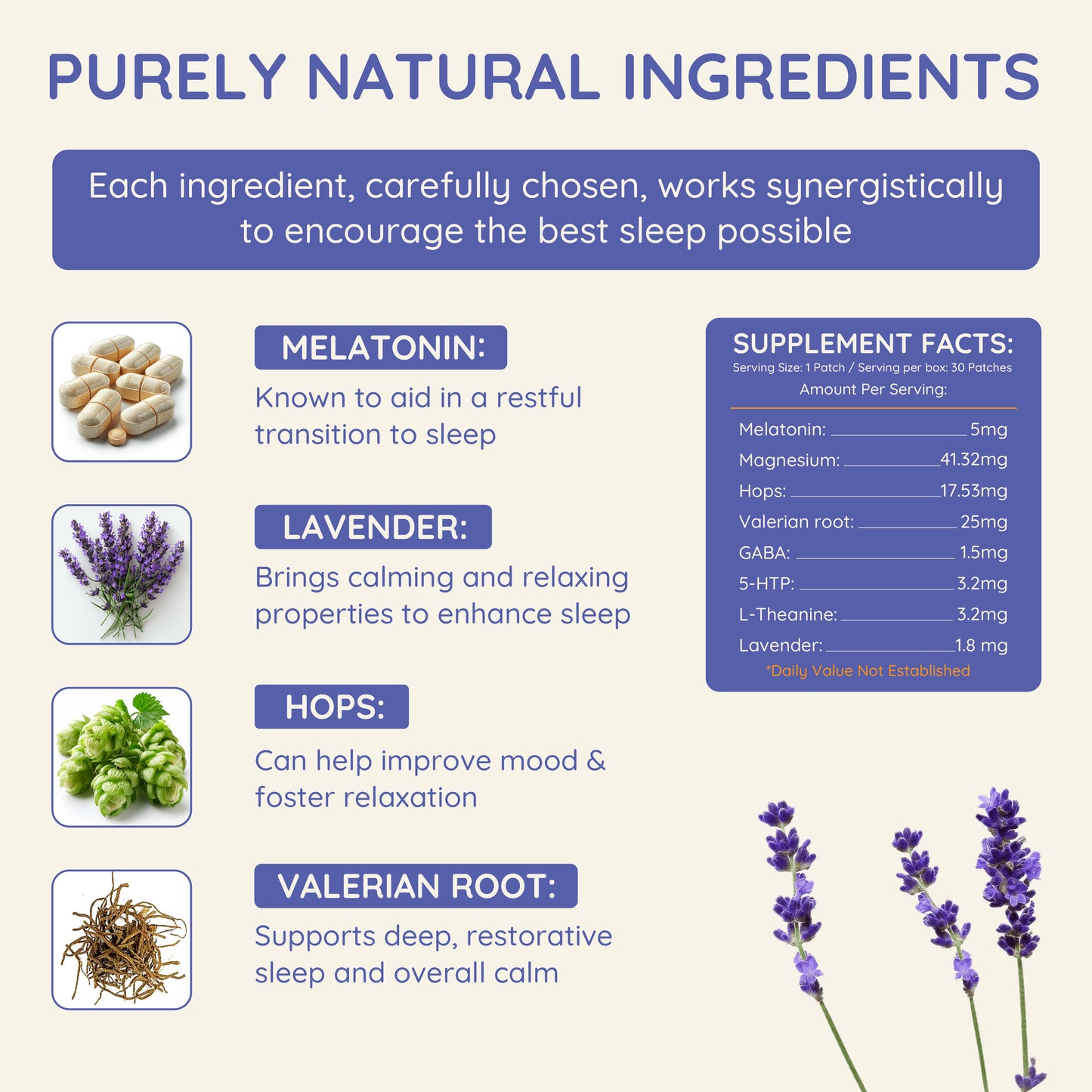 Naptuno Sleep Patches for Adults Extra Strength - 30 Pack, Lunar Lavender for Better Deep Sleep, Natural Ingredients Sleepy Stickers for Men and Women